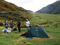 Tourists with a tent,